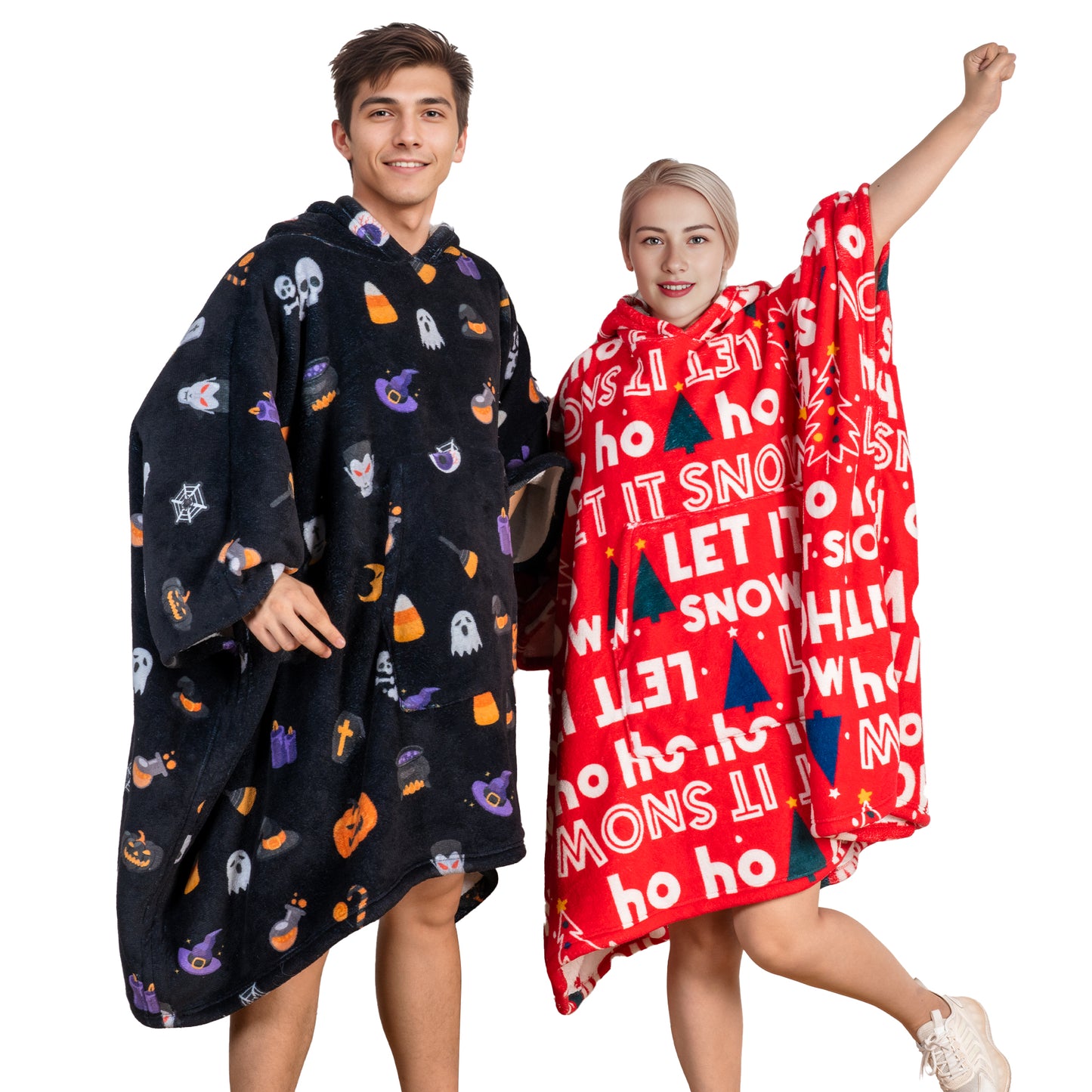 GOGREEN Original | Oversized Wearable Blanket Hoodie, Thick Sherpa Fleece Sweatshirt Hooded Blanket with Giant Hood Kangroo Pocket for Adults Women Men, One Size Fits All