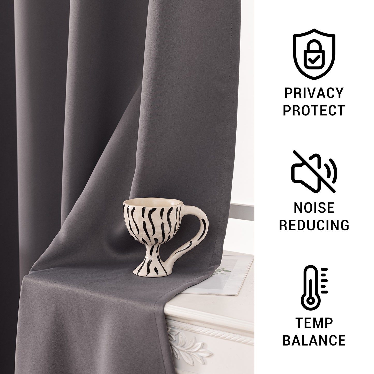 Gogreen Solid Thermal Insulated Grommet Blackout Curtains/Drapes for Bedroom Window (2 Panels)