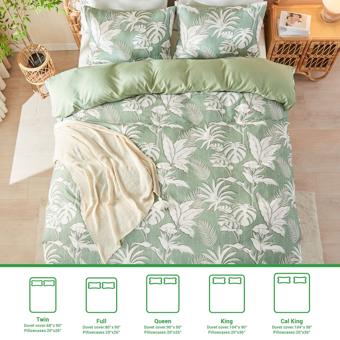 Gogreen Luxury Queen Duvet Cover Floral, Soft & Breathable Microfiber 3 Pieces Queen Bedding Sets, Pattern Queen Comfy Duvet Cover, with Zipper Closure