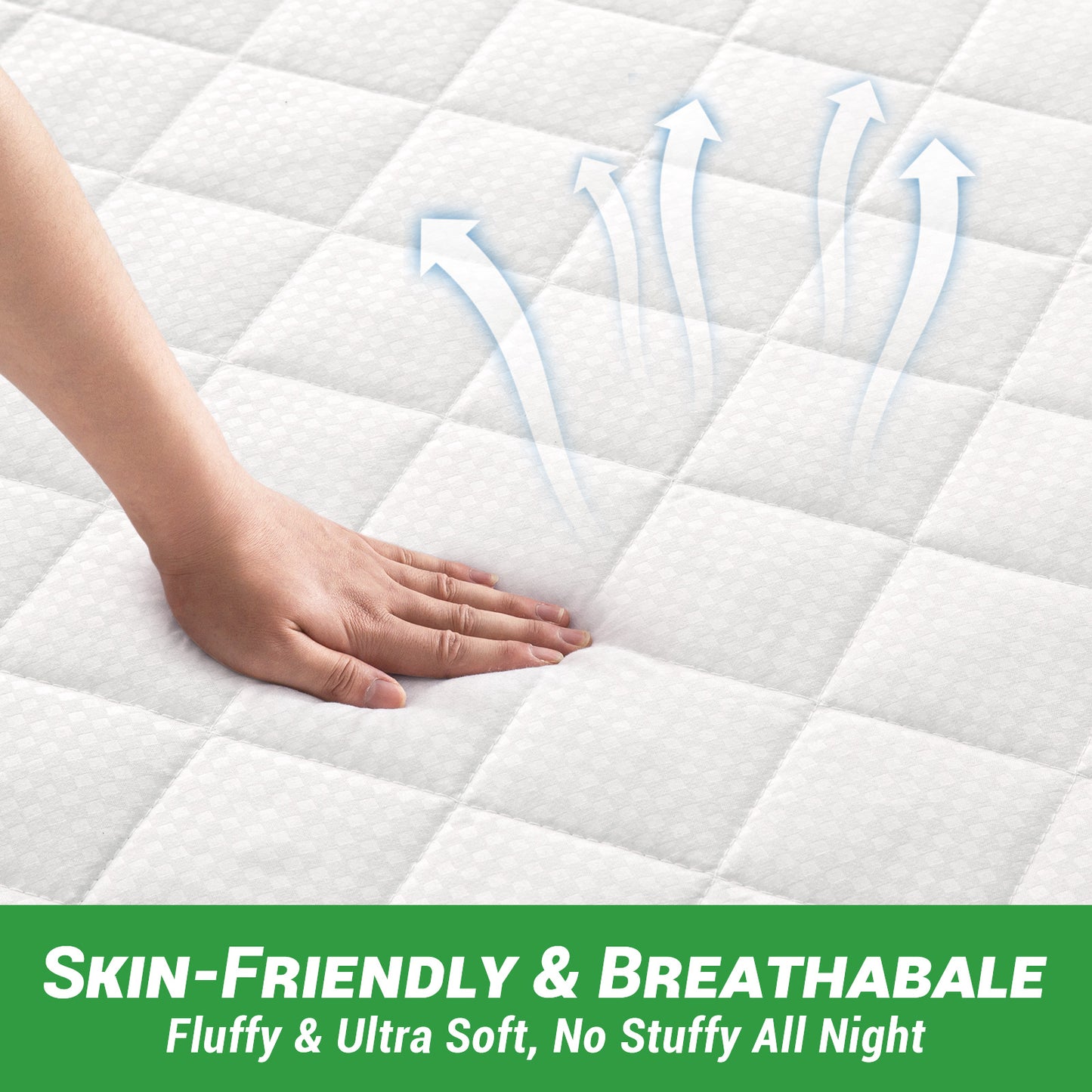 Gogreen Waterproof Mattress Protector, Stretchable Mattress Pad Fit up to 16", Super Soft Mattress Cover Bed Cooling Mattress Protector, Quilted Breathable Bed Cover