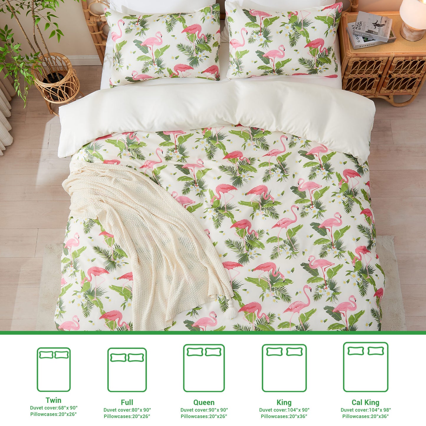 Gogreen Luxury Queen Duvet Cover Floral, Soft & Breathable Microfiber 3 Pieces Queen Bedding Sets, Pattern Queen Comfy Duvet Cover, with Zipper Closure