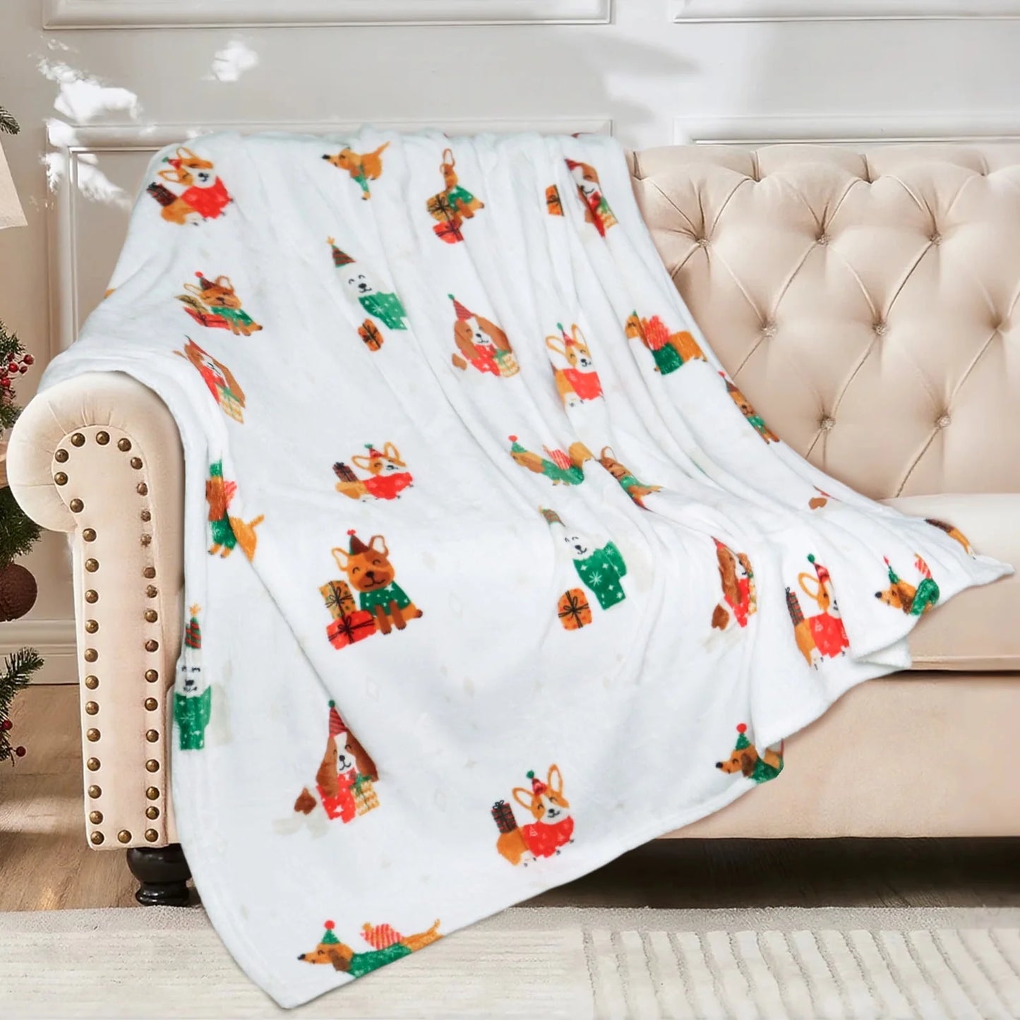 Gogreen Christmas Fleece Throw Blanket for Couch & Bed - Lightweight Plush Cozy Fuzzy Soft Blankets and Throws for Sofa