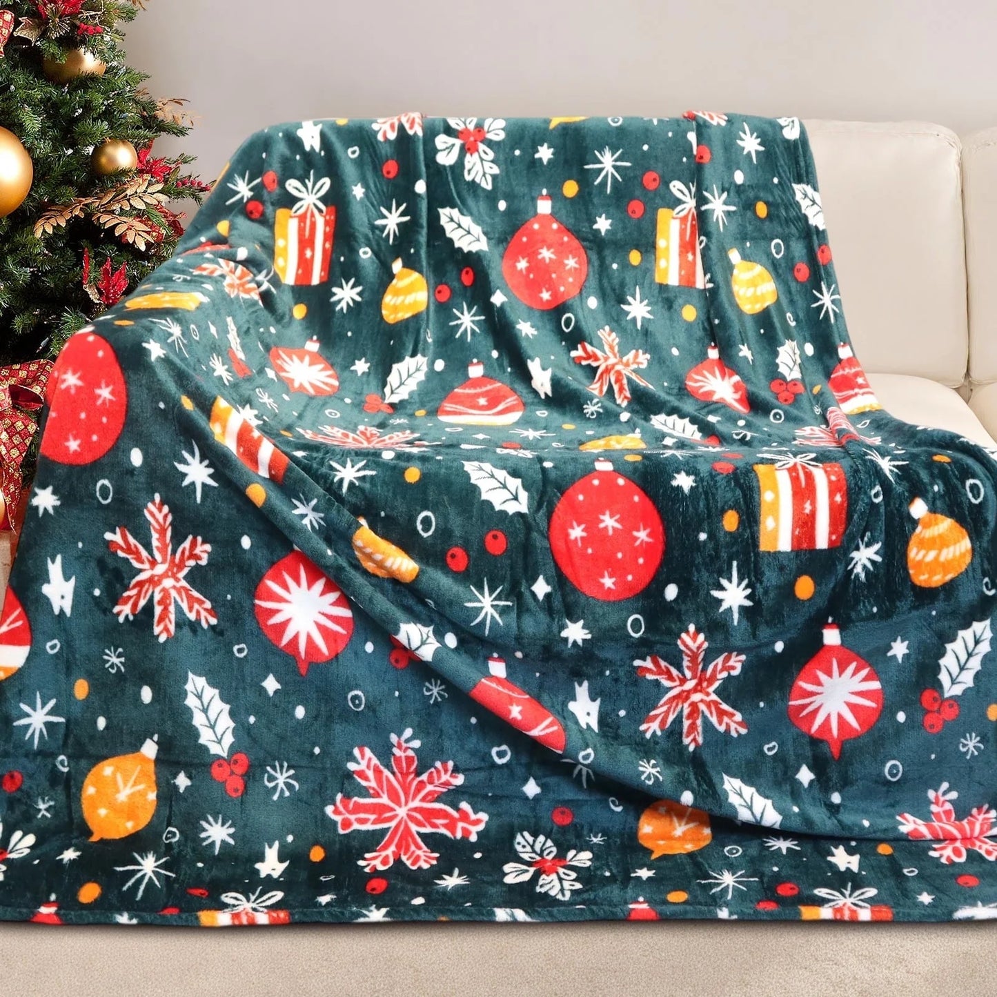 Gogreen Christmas Fleece Throw Blanket for Couch & Bed