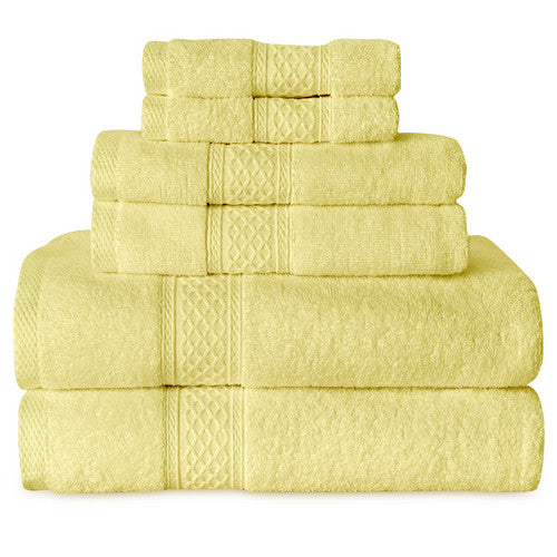 Gogreen White Bath Towel Sets of 6 Pieces, 2 Bath Towels 2 Hand Towels 2 Washcloths, 100% Cotton Highly Absorbent Towels for Bathroom, Gym, Hotel