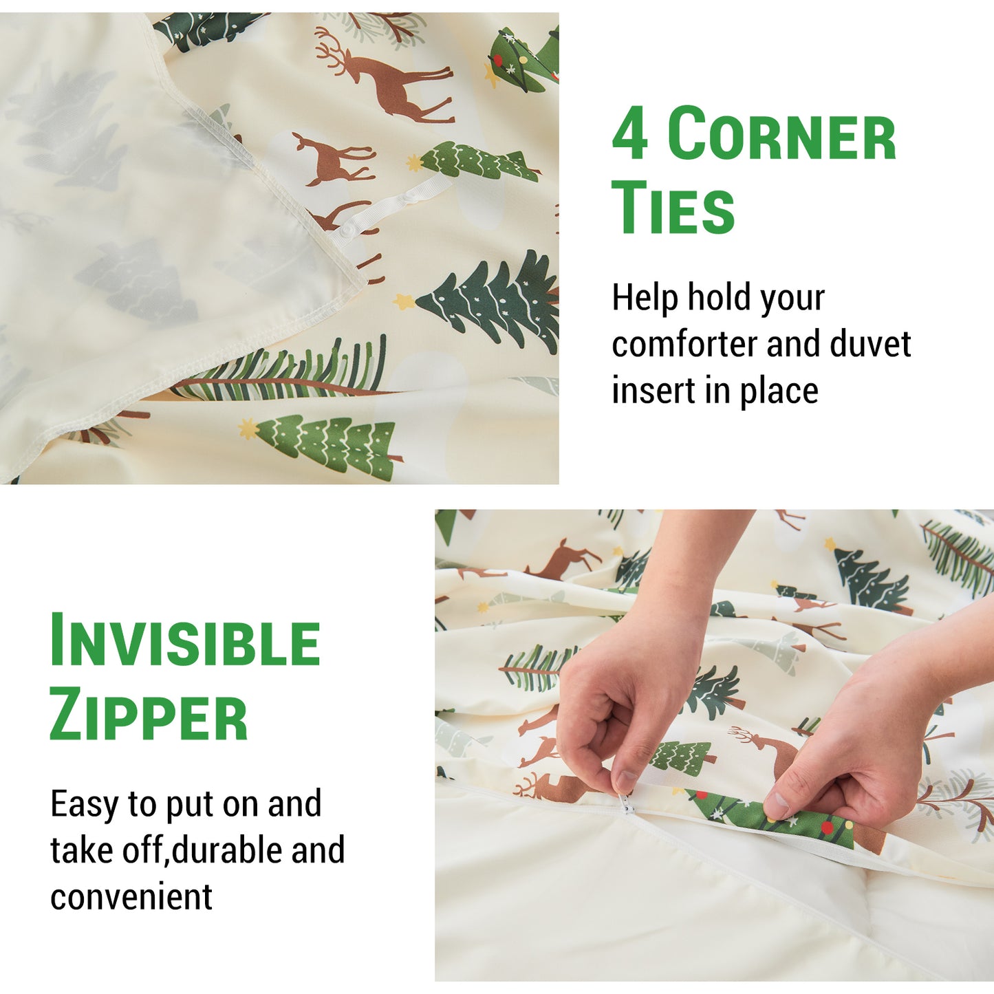 Gogreen Luxury Queen Duvet Cover Floral, Soft & Breathable Microfiber 3 Pieces Queen Bedding Sets, Pattern Queen Comfy Duvet Cover, with Zipper Closure