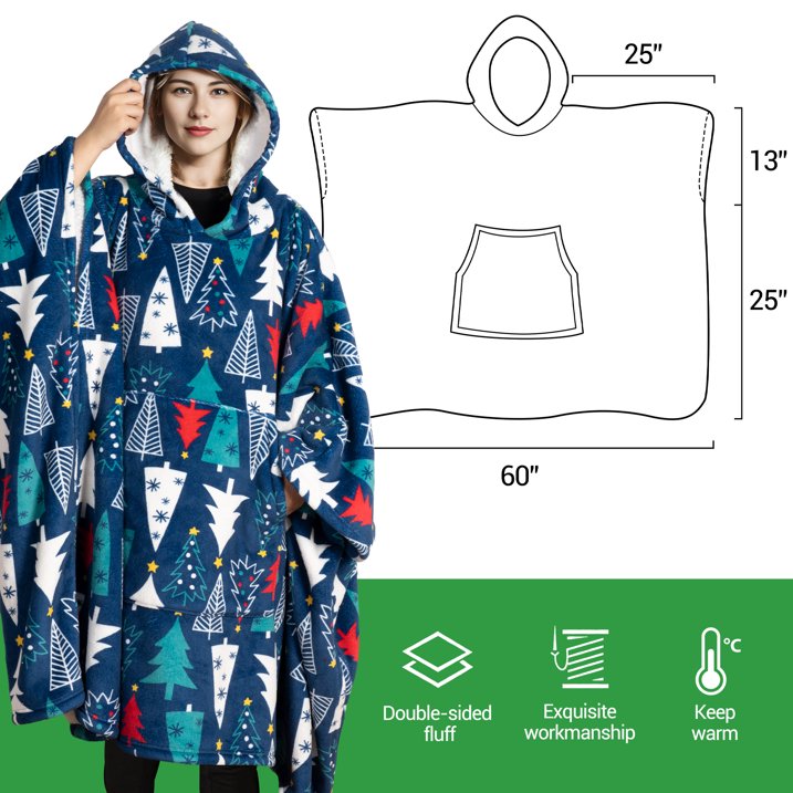GOGREEN Original | Oversized Wearable Blanket Hoodie, Thick Sherpa Fleece Sweatshirt Hooded Blanket with Giant Hood Kangroo Pocket for Adults Women Men, One Size Fits All