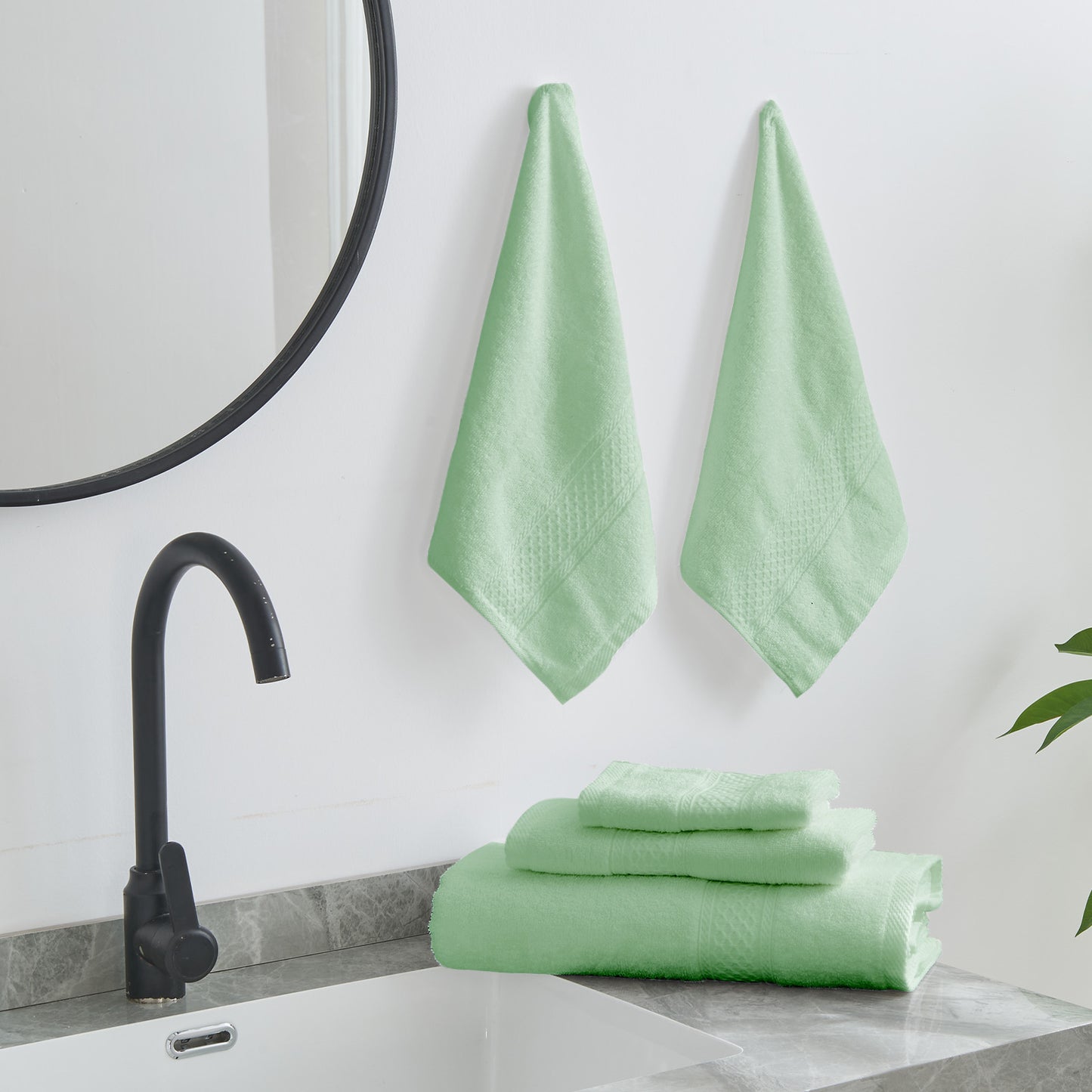 Gogreen 100% Cotton Bath Towel Sets of 8 Pieces, 2 Bath Towels 2 Hand Towels 4 Washcloths, Highly Absorbent Towels for Bathroom, Gym, Hotel