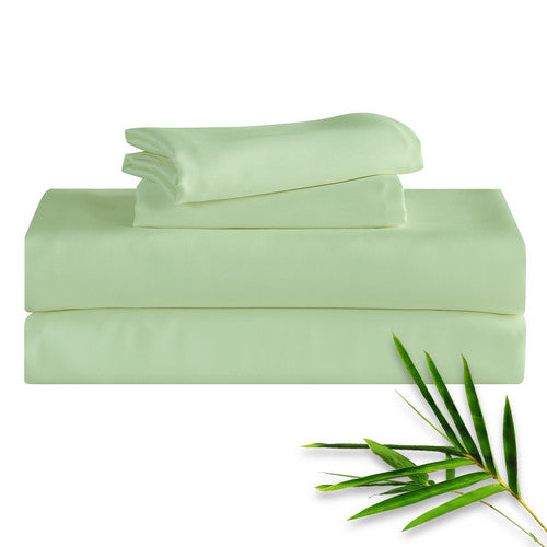 Hitime 50% Bamboo & 50% Microfiber Solid 4 Pieces Printed Sheet Set Deep Pocket Fit 14", Breathable Super Soft Sheet Set Cooling Sheets, Luxury Hotel Style Home Decor Bed Sheet Set, Gift for Women, Men