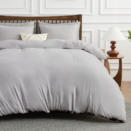 Hitime Microfiber Solid 3 Pieces Printed Duvet Cover Set
