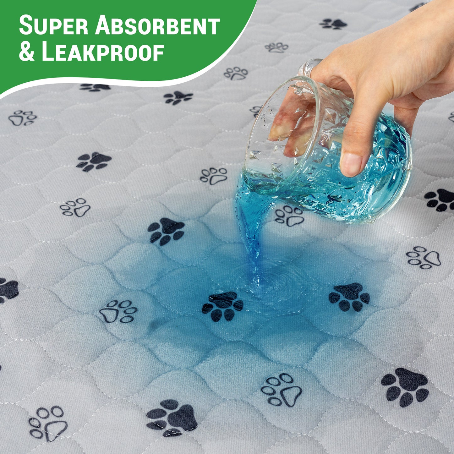 GOGREEN Cozy Waterproof Reusable Pets Training Pads Washable Pee Pads for Dogs, Puppy Pads for Potty Training with Leakproof Bottom