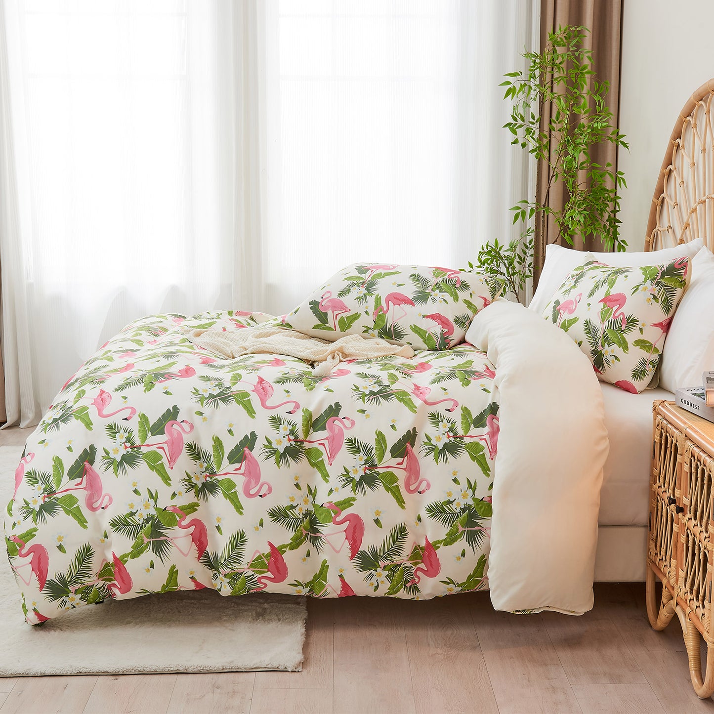 Gogreen Luxury Queen Duvet Cover Floral, Soft & Breathable Microfiber 3 Pieces Queen Bedding Sets, Pattern Queen Comfy Duvet Cover, with Zipper Closure