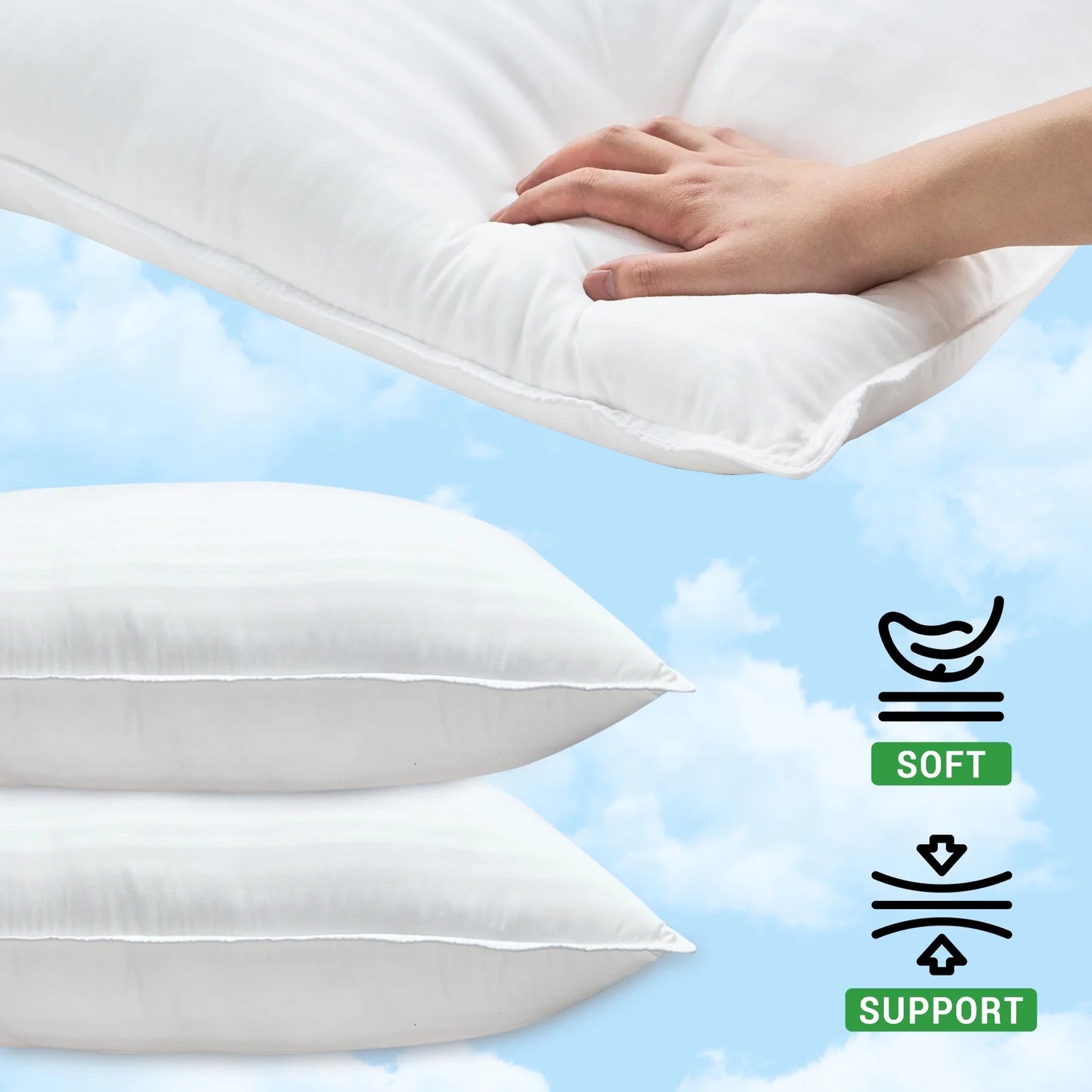 GOGREEN 100% Cozy Microfiber Bed Pillows, Machine Washable Pillow for Side Back Stomach Sleepers (2 pack)