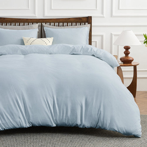 Hitime Microfiber Solid 3 Pieces Printed Duvet Cover Set
