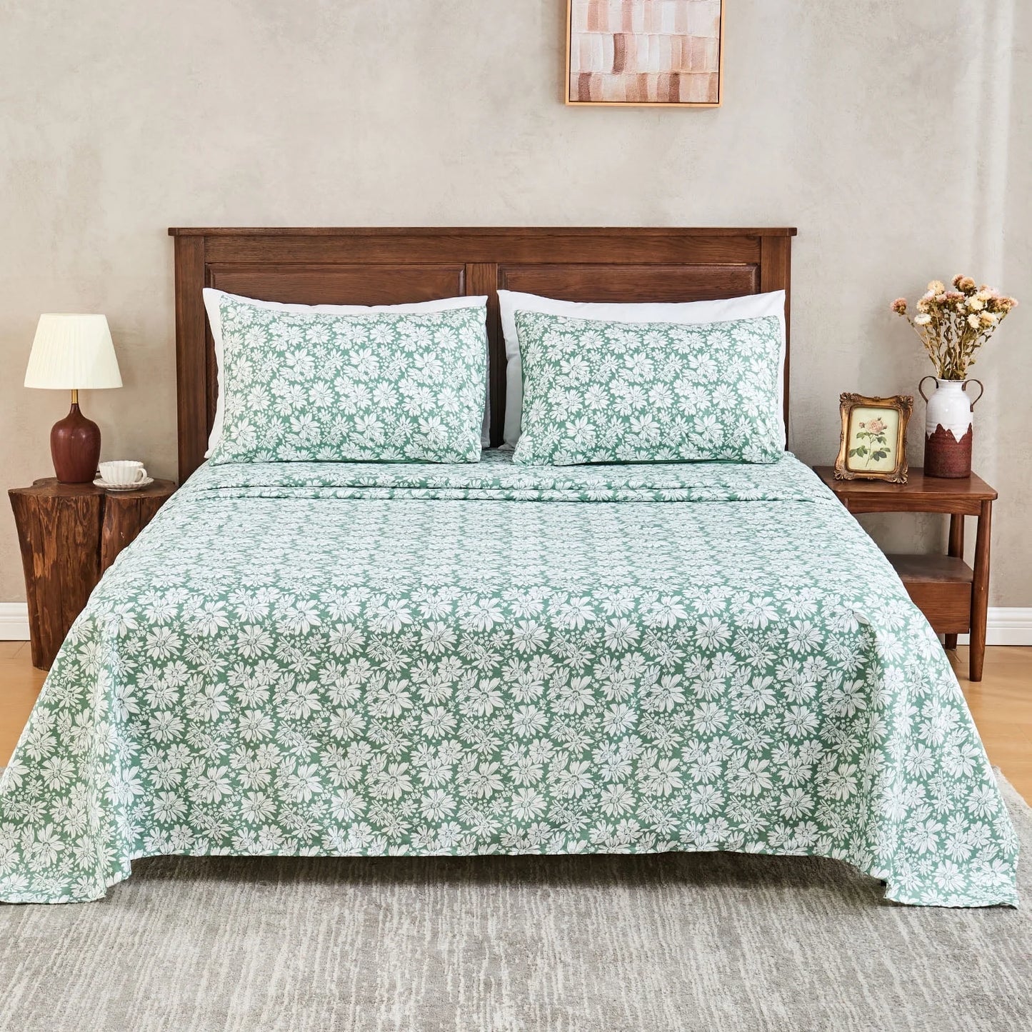 Gogreen New 4 Pieces Printed Sheet Set Deep Pocket Fit 14", Breathable Microfiber Super Soft Sheet Set Cooling Sheets, Luxury Hotel Style Home Decor Bed Sheet Set, Gift for Women, Men