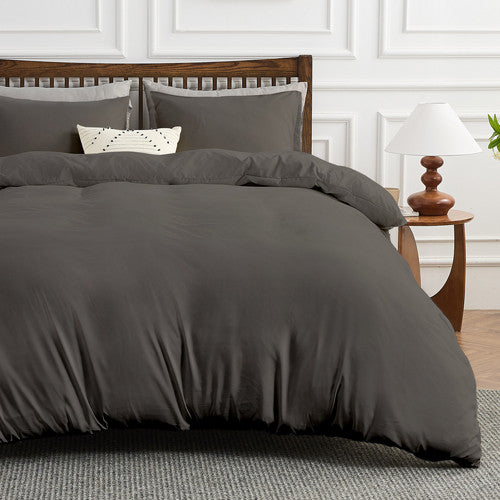 Hitime Microfiber Solid 3 Pieces Printed Duvet Cover Set