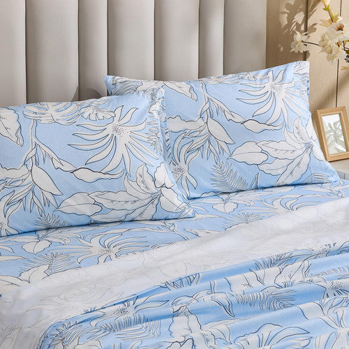 Gogreen 100% Cotton 4 Pieces Printed Sheet Set Deep Pocket Fit 14", Breathable Super Soft Sheet Set Cooling Sheets, Luxury Hotel Style Home Decor Bed Sheet Set, Gift for Women, Men