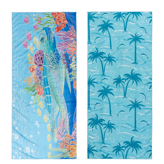 Gogreen Quick Dry Sand Free Beach Towel for Travel Pool Lightweight 71x32 In Absorbent Microfiber Oversized Towels Yoga Bath Camping Sport - Stylish Unique Gift