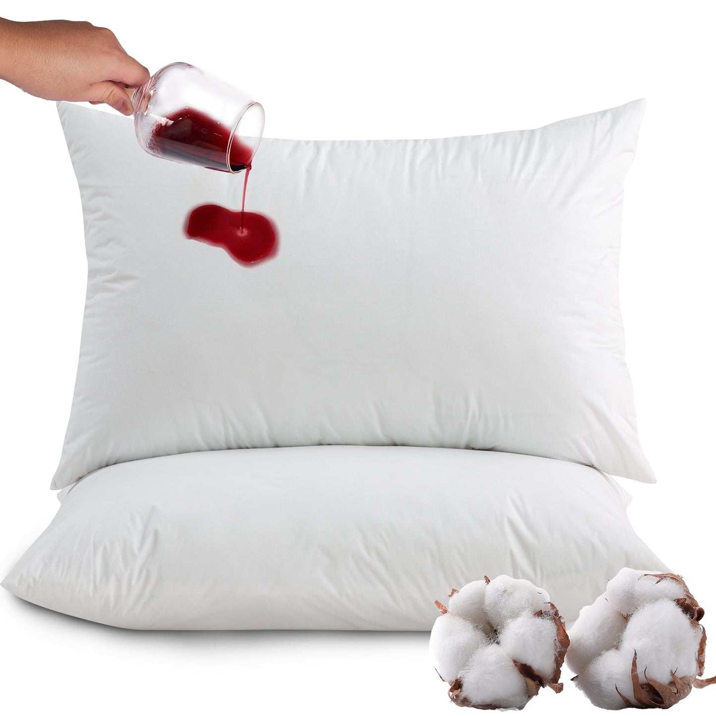 GOGREEN 100% Cotton Waterproof Pillow Protector, Breathable Pillow Cover, Cooling Pillow Case Protector with Zipper, Super Soft Pillow Case Cover with Zipper (2 Packs, King 20x36, White)