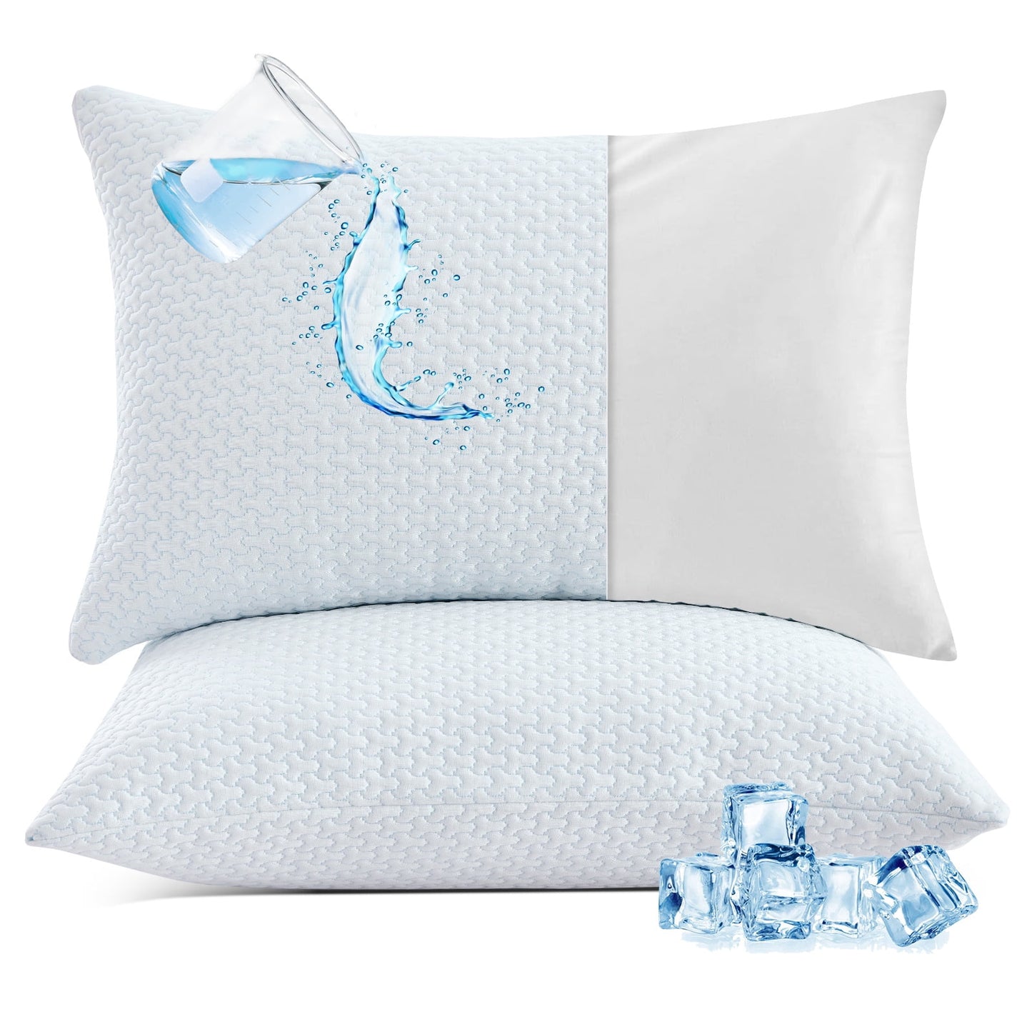 GOGREEN Bamboo Waterproof Pillow Protector, Breathable Pillow Cover, 3D Air Fabric Cooling Pillow Case Protector with Zipper (2 Packs, King 20x36, White)