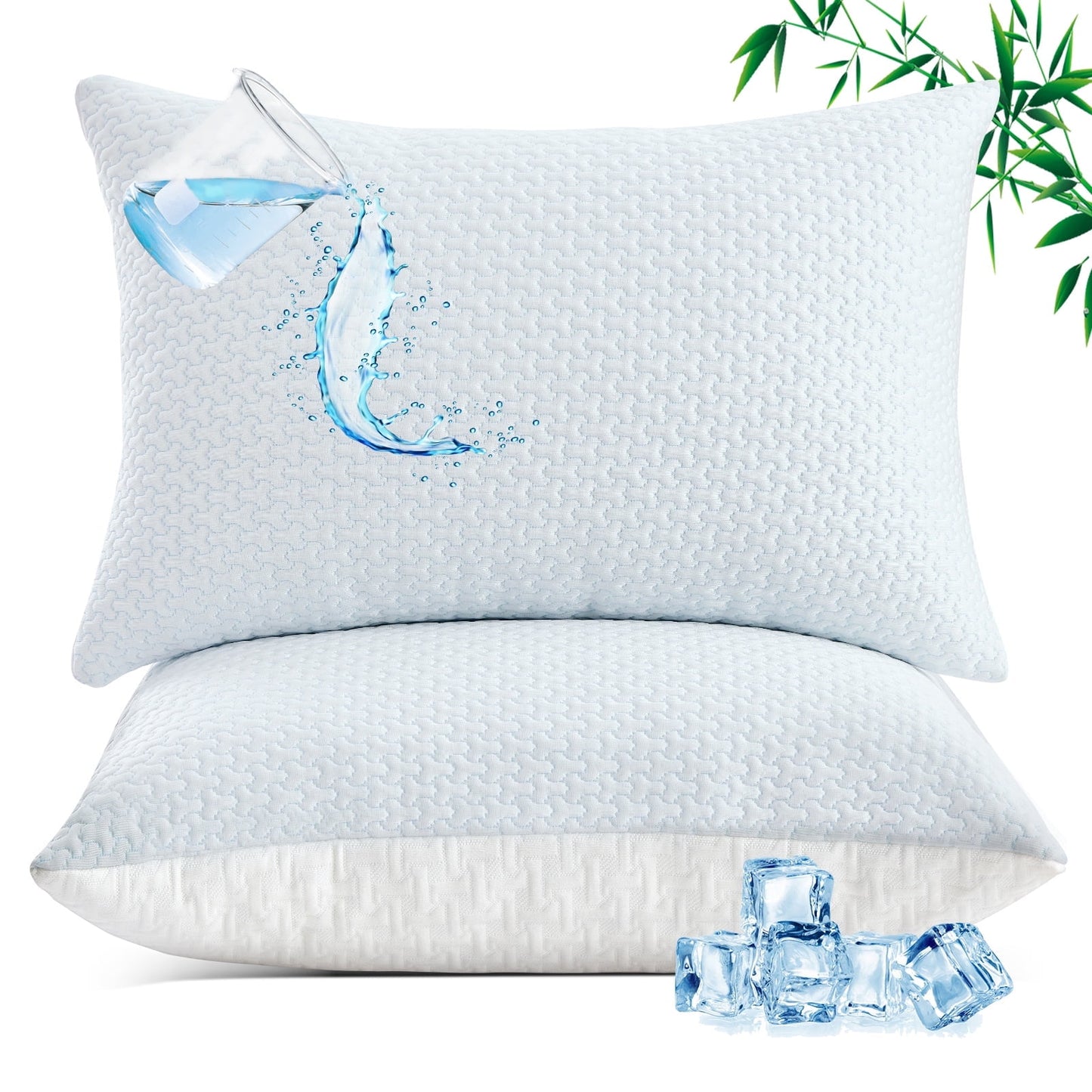 GOGREEN Bamboo Waterproof Pillow Protector, Breathable Pillow Cover, 3D Air Fabric Cooling Pillow Case Protector with Zipper (2 Packs, King 20x36, White)