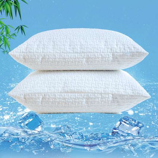 GOGREEN Bamboo Waterproof Pillow Protector, Breathable Pillow Cover, 3D Air Fabric Cooling Pillow Case Protector with Zipper (2 Packs, Standard 20x26, White)