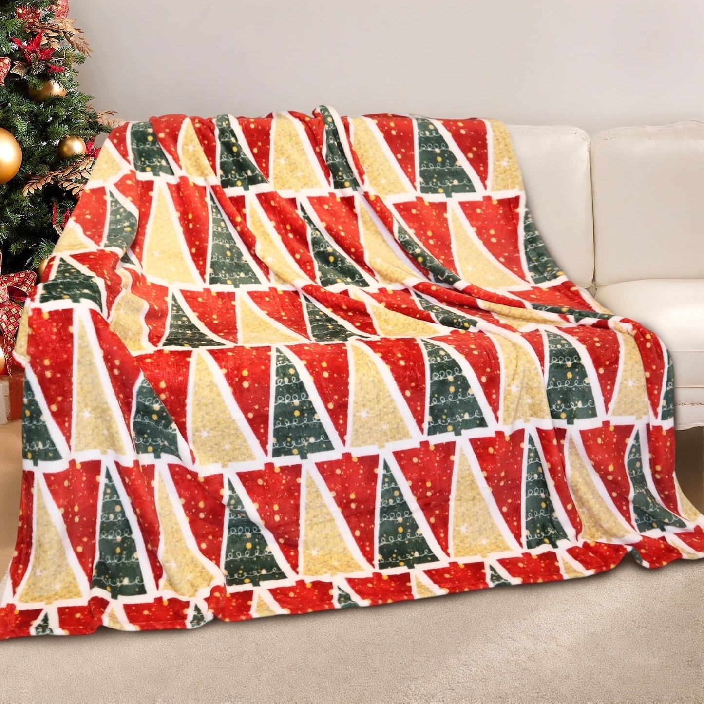 GOGREEN Cozy Blanket Printed Blanket Queen Christmas Blanket - 300 GSM Fleece Blanket Queen Size Blanket for Home Decoration, Ultra Soft Blanket Microfiber Queen Blanket (Queen - 90 x 90)