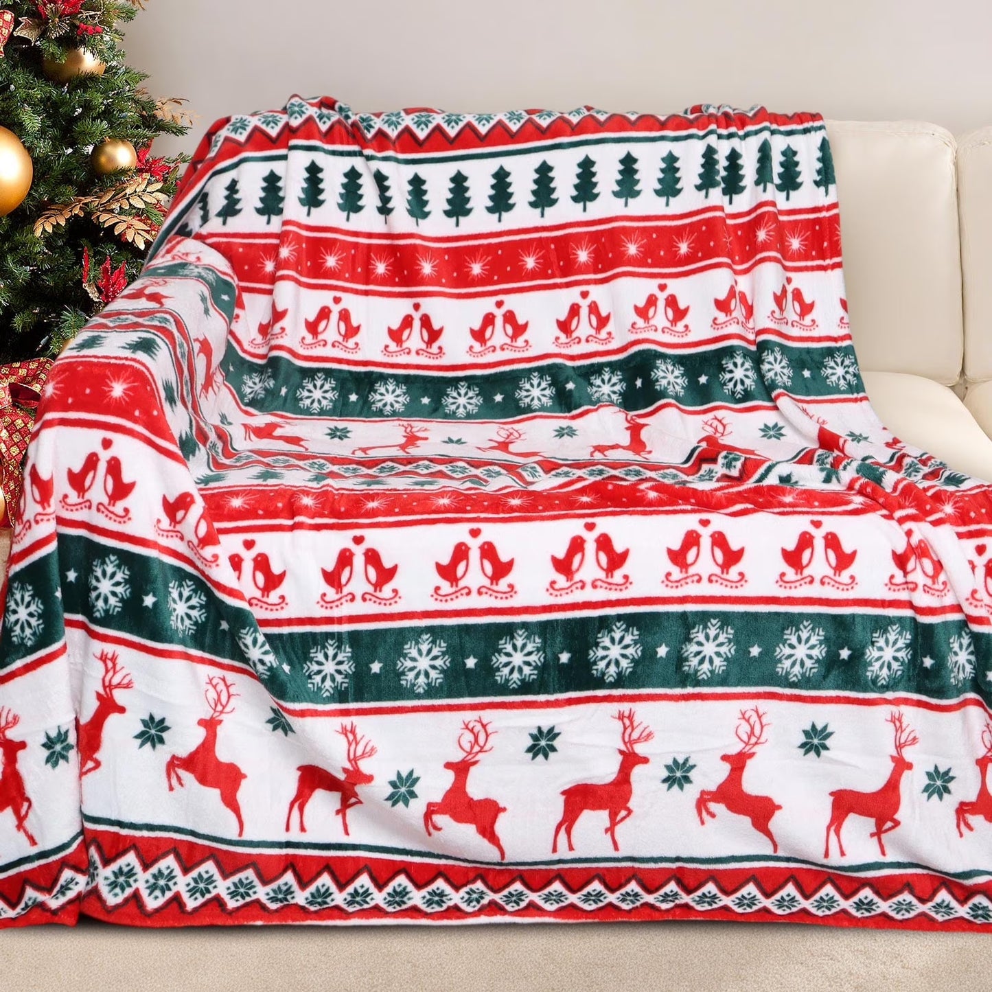 Gogreen Christmas Fleece Throw Blanket for Couch & Bed