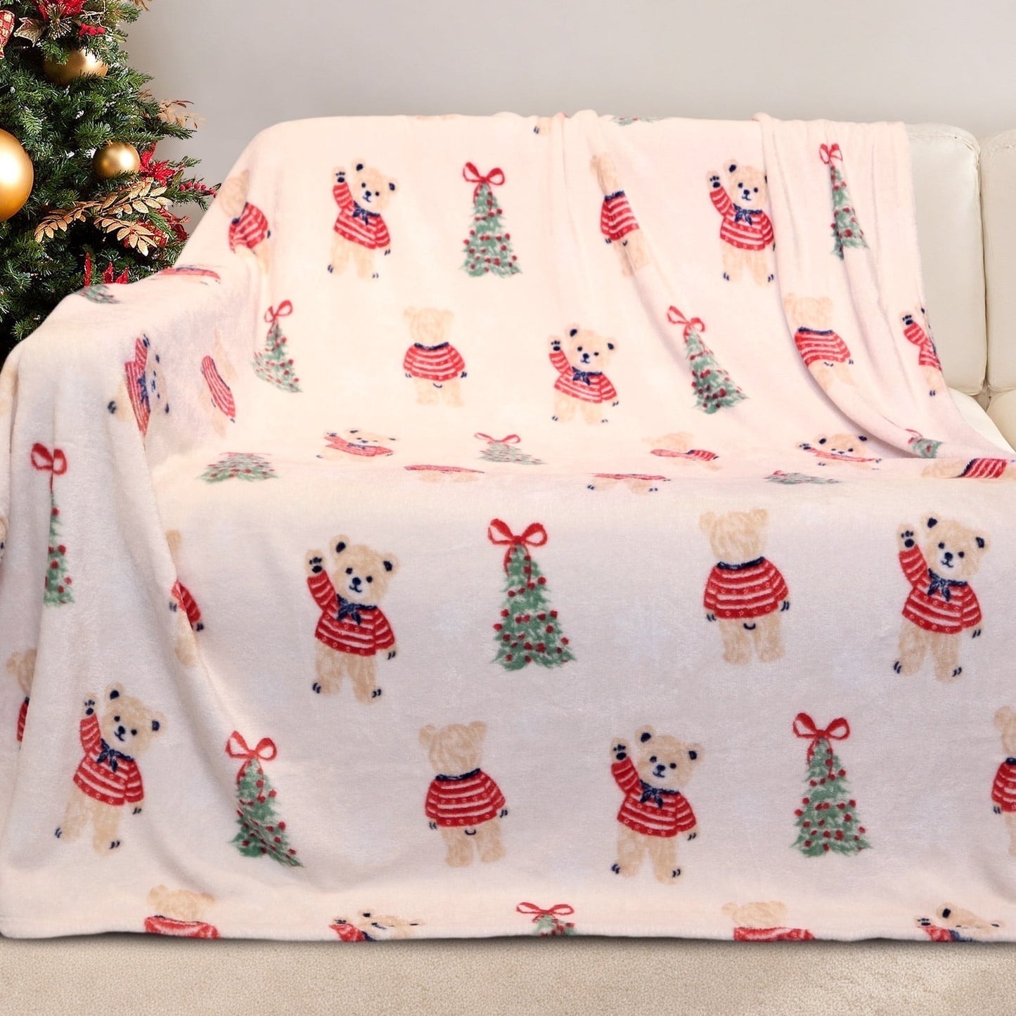 GOGREEN Cozy Blanket Printed Blanket Throw Christmas Blanket - 300 GSM Fleece Blanket Throw Size Blanket for Home Decoration, Ultra Soft Blanket Microfiber Throw Blanket (Throw - 50 x 60)