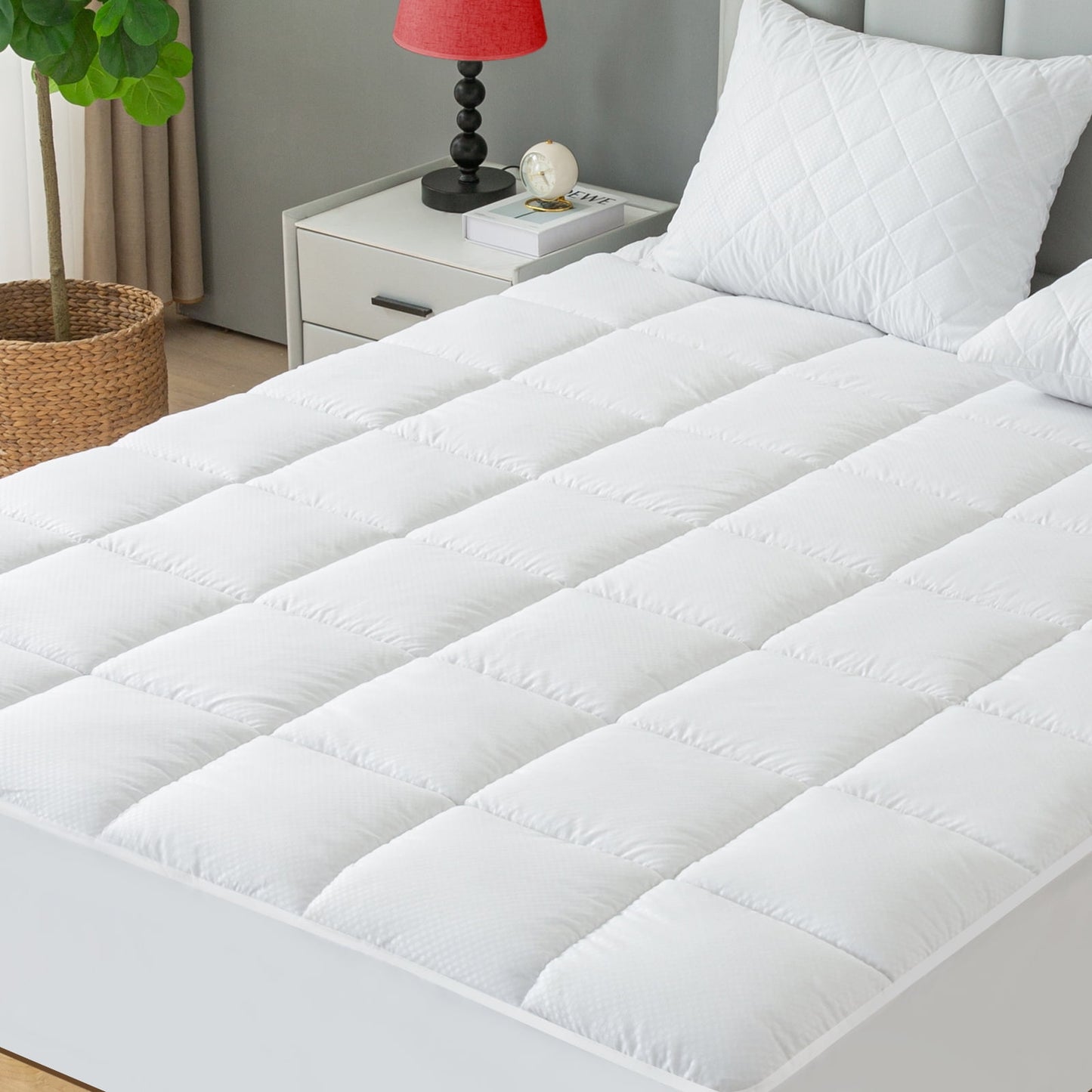 GOGREEN Extra Thick Mattress Topper Full Size, Breathable Pillow Top Mattress Pad Cover Down Alternative Overfilled Plush Soft bed Protector with 8-16 Inch Elastic Deep Pocket