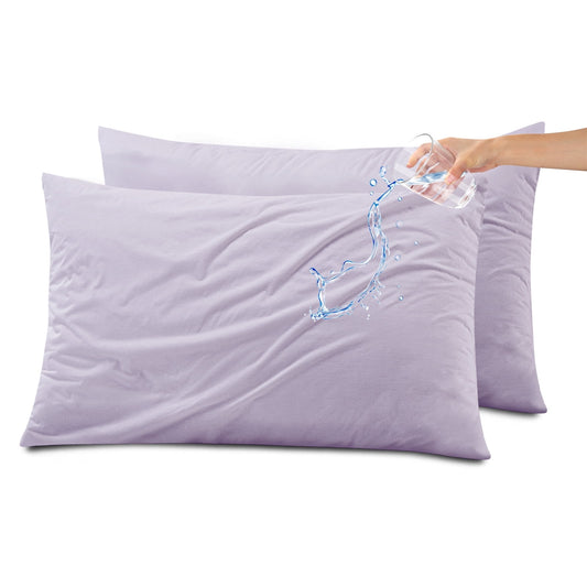 Kingrest Waterproof Pillow Protectors with Zipper, Cooling Bamboo Queen Size Bed Pillow Case Covers, Bed Bug Pillow Cover, Zippered Plastic Pillowcase (2 Packs, Queen 20x30)