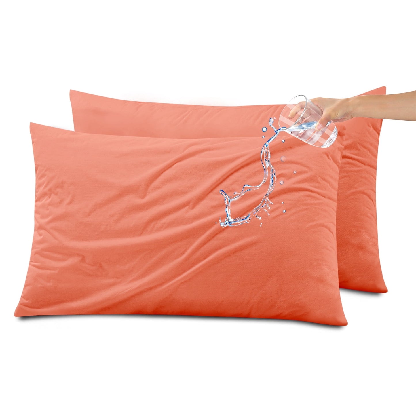 Kingrest Waterproof Pillow Protectors with Zipper, Cooling Bamboo Queen Size Bed Pillow Case Covers, Bed Bug Pillow Cover, Zippered Plastic Pillowcase (2 Packs, Queen 20x30)