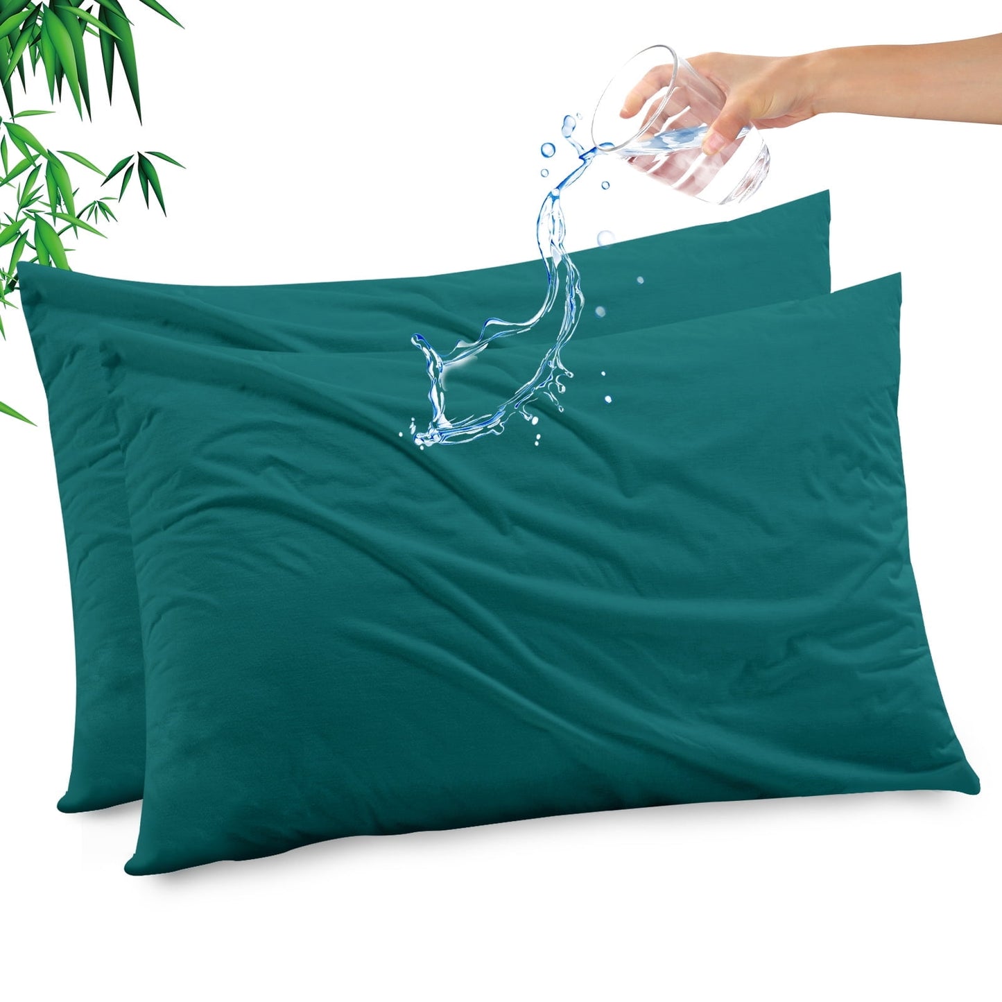 GOGREEN Waterproof Pillow Protectors with Zipper, Cooling Bamboo Queen Size Bed Pillow Case Covers, Bed Bug Pillow Cover, Zippered Plastic Pillowcase (2 Packs, Queen 20x30)