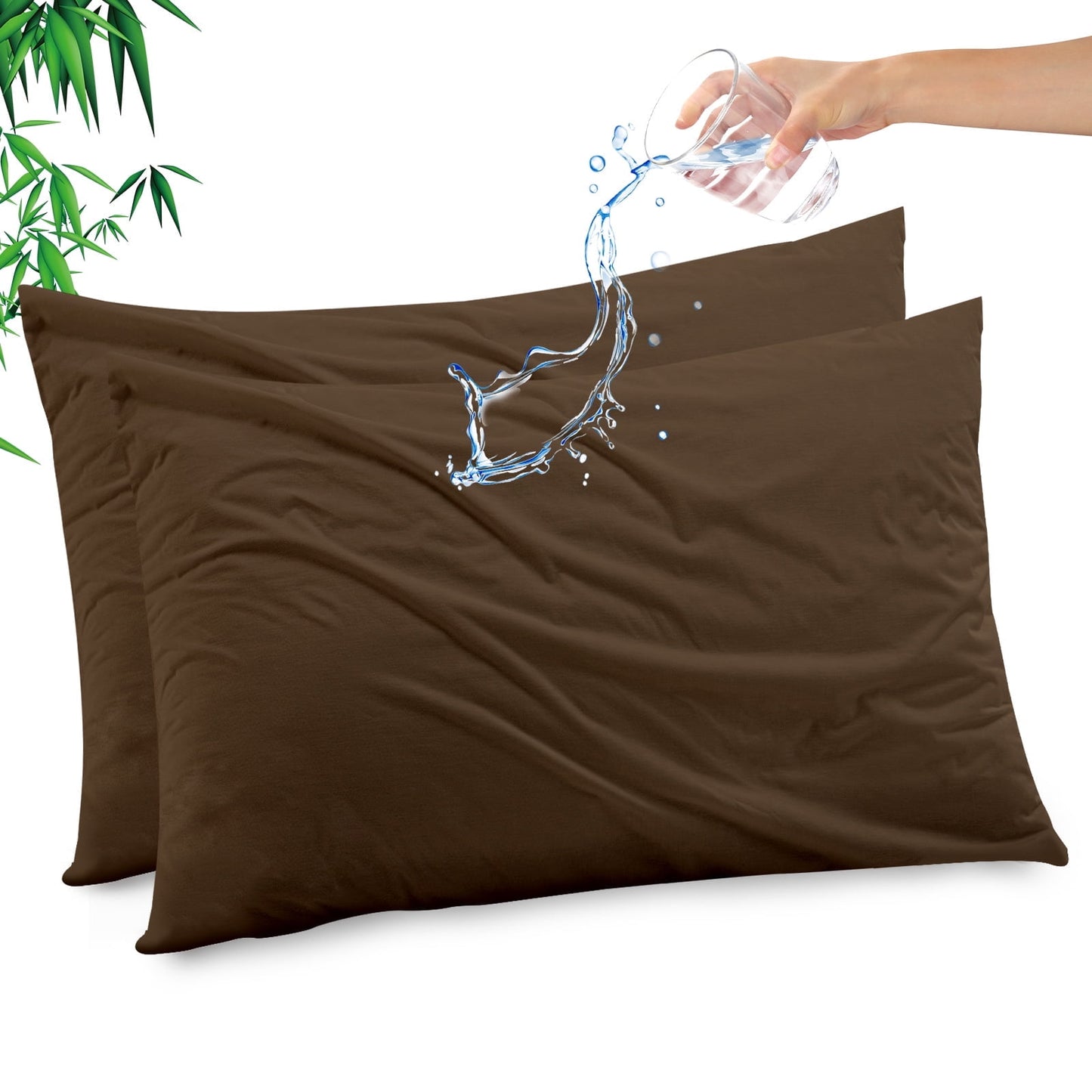 GOGREEN Waterproof Pillow Protectors with Zipper, Cooling Bamboo Queen Size Bed Pillow Case Covers, Bed Bug Pillow Cover, Zippered Plastic Pillowcase (2 Packs, Queen 20x30)