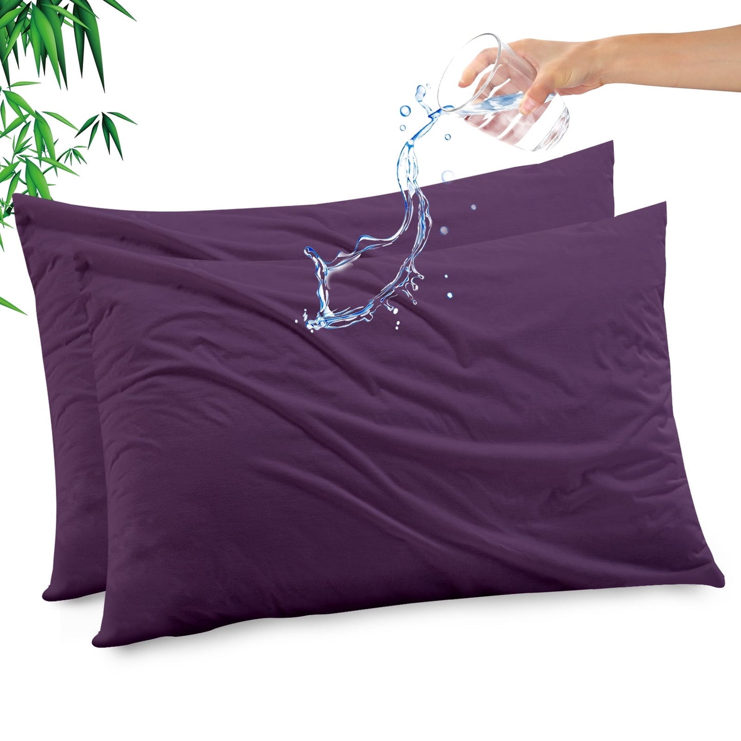 GOGREEN Waterproof Pillow Protectors with Zipper, Cooling Bamboo Queen Size Bed Pillow Case Covers, Bed Bug Pillow Cover, Zippered Plastic Pillowcase (2 Packs, Queen 20x30)