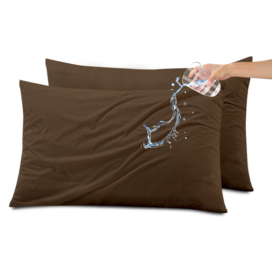 Kingrest Waterproof Pillow Protectors with Zipper, Cooling Bamboo Queen Size Bed Pillow Case Covers, Bed Bug Pillow Cover, Zippered Plastic Pillowcase (2 Packs, Queen 20x30)