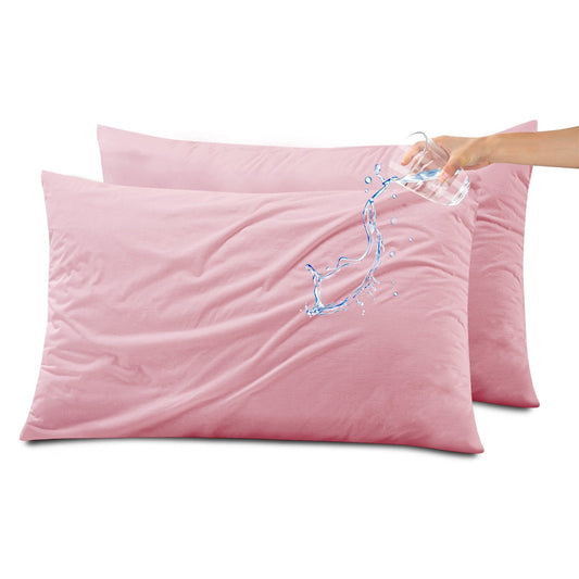 Kingrest Waterproof Pillow Protectors with Zipper, Cooling Bamboo Queen Size Bed Pillow Case Covers, Bed Bug Pillow Cover, Zippered Plastic Pillowcase (2 Packs, Queen 20x30)