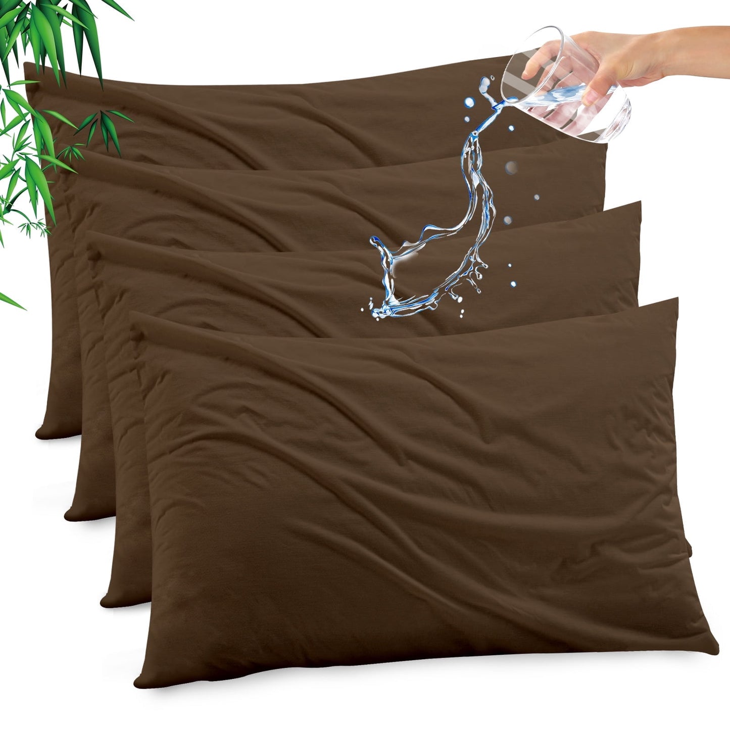 GOGREEN Waterproof Pillow Protectors with Zipper, Cooling Bamboo Queen Size Bed Pillow Case Covers, Bed Bug Pillow Cover, Zippered Plastic Pillowcase (4 Packs, Queen 20x30)