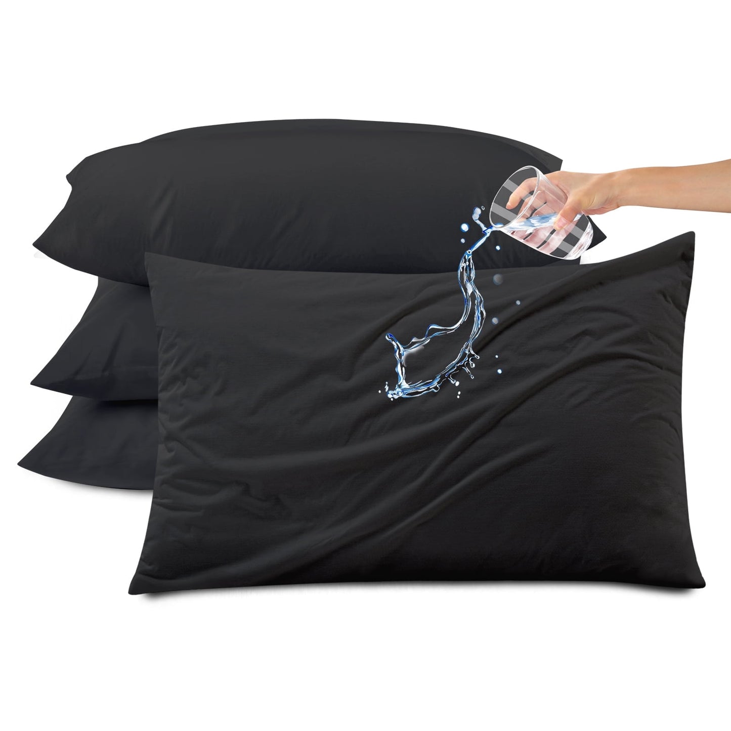 Kingrest Waterproof Pillow Protectors with Zipper, Cooling Bamboo Queen Size Bed Pillow Case Covers, Bed Bug Pillow Cover, Zippered Plastic Pillowcase (4 Packs, Queen 20x30)