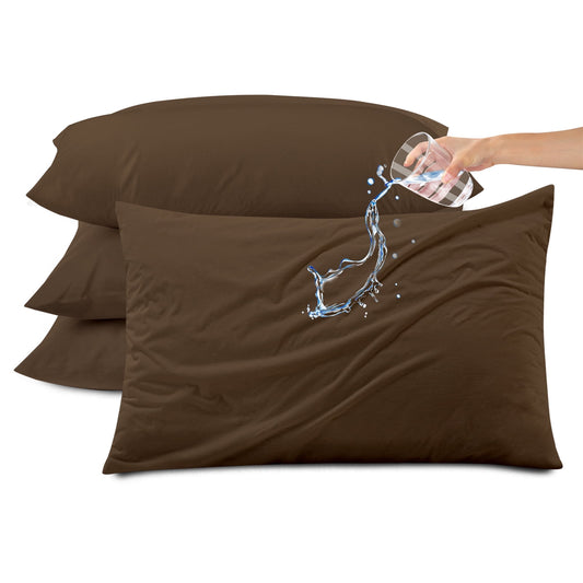 Kingrest Waterproof Pillow Protectors with Zipper, Cooling Bamboo Queen Size Bed Pillow Case Covers, Bed Bug Pillow Cover, Zippered Plastic Pillowcase (4 Packs, Queen 20x30)