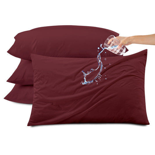 Kingrest Waterproof Pillow Protectors with Zipper, Cooling Bamboo Queen Size Bed Pillow Case Covers, Bed Bug Pillow Cover, Zippered Plastic Pillowcase (4 Packs, Queen 20x30)