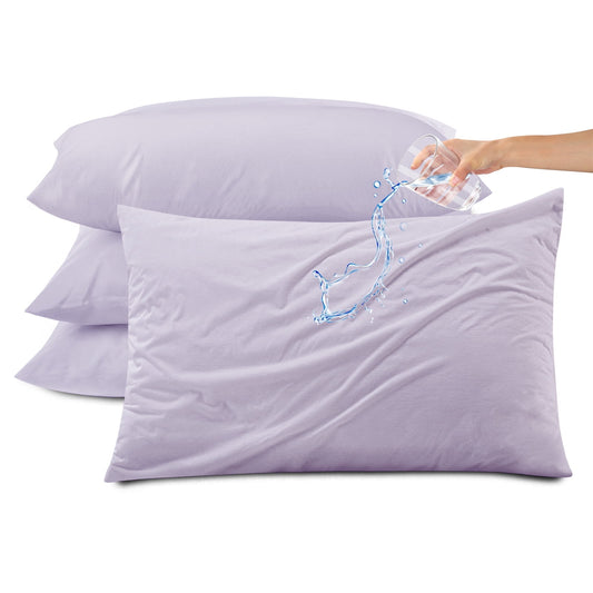 Kingrest Waterproof Pillow Protectors with Zipper, Cooling Bamboo Queen Size Bed Pillow Case Covers, Bed Bug Pillow Cover, Zippered Plastic Pillowcase (4 Packs, Queen 20x30)