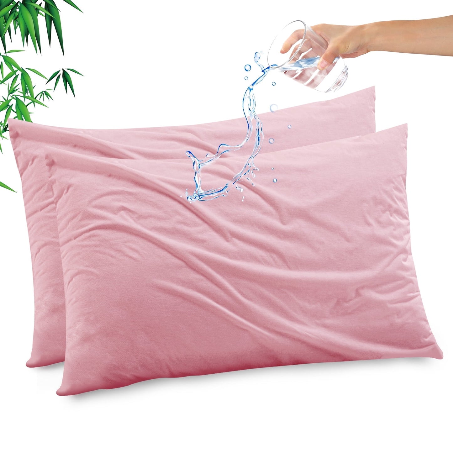GOGREEN Waterproof Pillow Protectors with Zipper - King Size Cooling Bamboo Rayon Pillow Case Cover, Bed Bug Pillow Cover, Zippered Plastic Pillowcase (2 Packs, King 20x36)