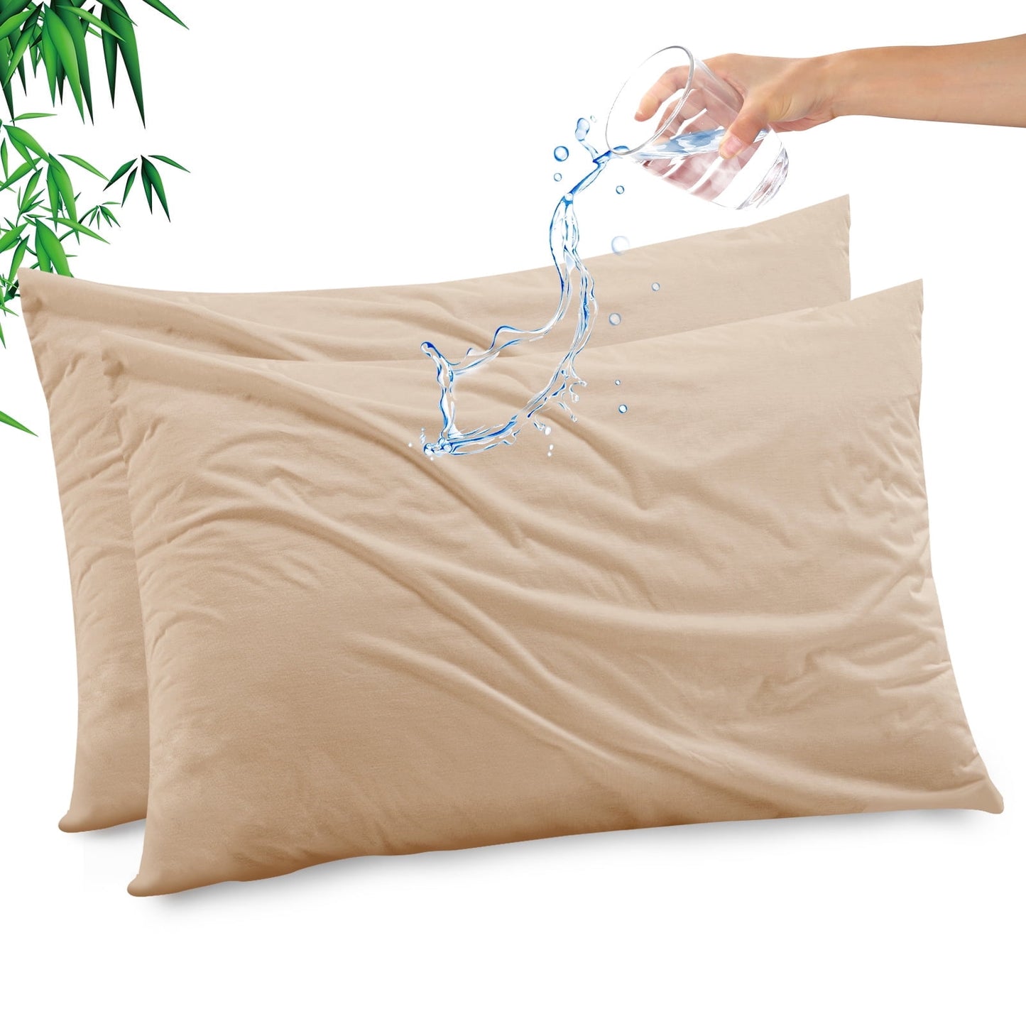 GOGREEN Waterproof Pillow Protectors with Zipper - King Size Cooling Bamboo Rayon Pillow Case Cover, Bed Bug Pillow Cover, Zippered Plastic Pillowcase (2 Packs, King 20x36)