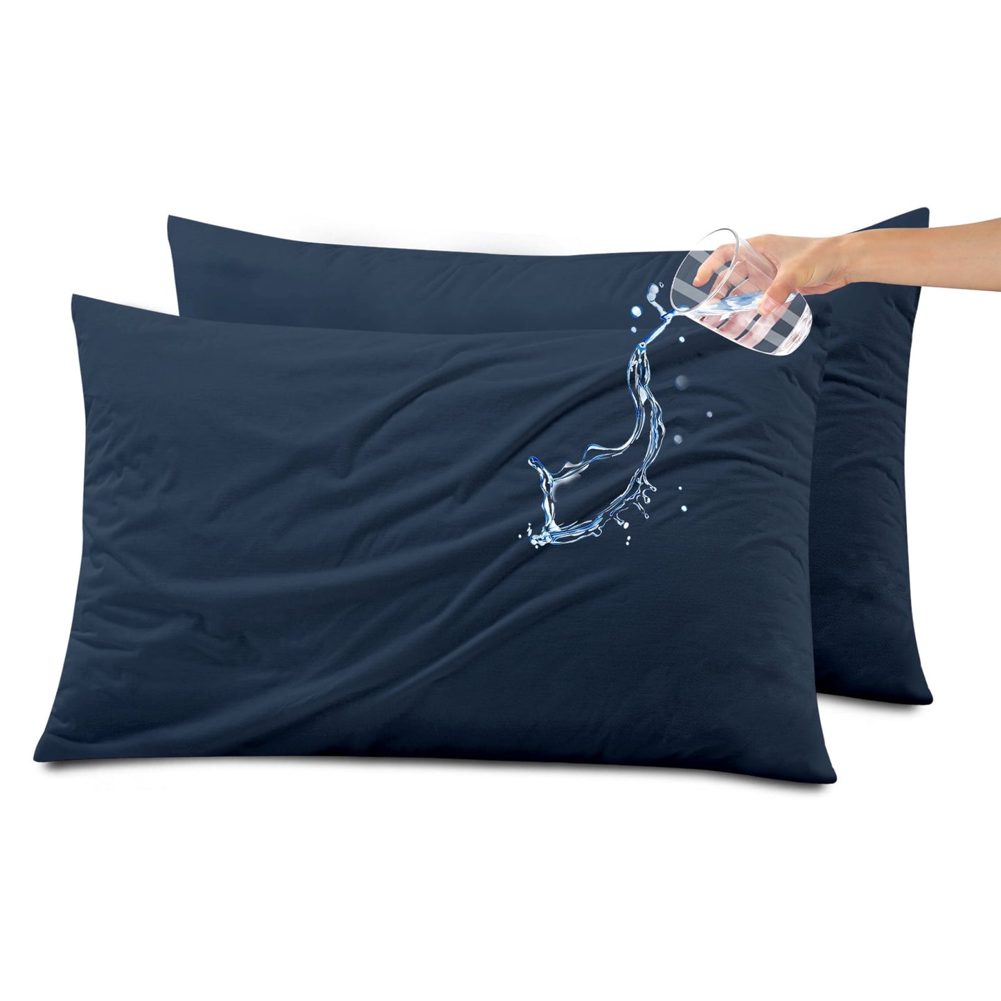 Kingrest Waterproof Pillow Protectors with Zipper - King Size Cooling Bamboo Rayon Pillow Case Cover, Bed Bug Pillow Cover, Zippered Plastic Pillowcase (2 Packs, King 20x36)
