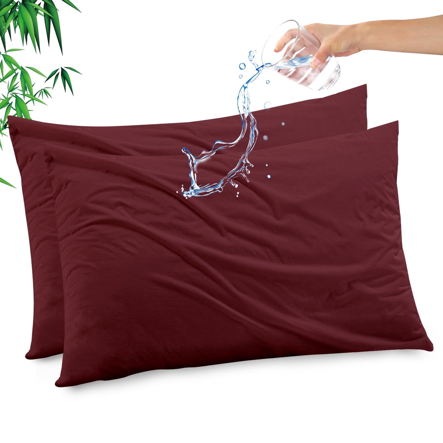GOGREEN Waterproof Pillow Protectors with Zipper - King Size Cooling Bamboo Rayon Pillow Case Cover, Bed Bug Pillow Cover, Zippered Plastic Pillowcase (2 Packs, King 20x36)