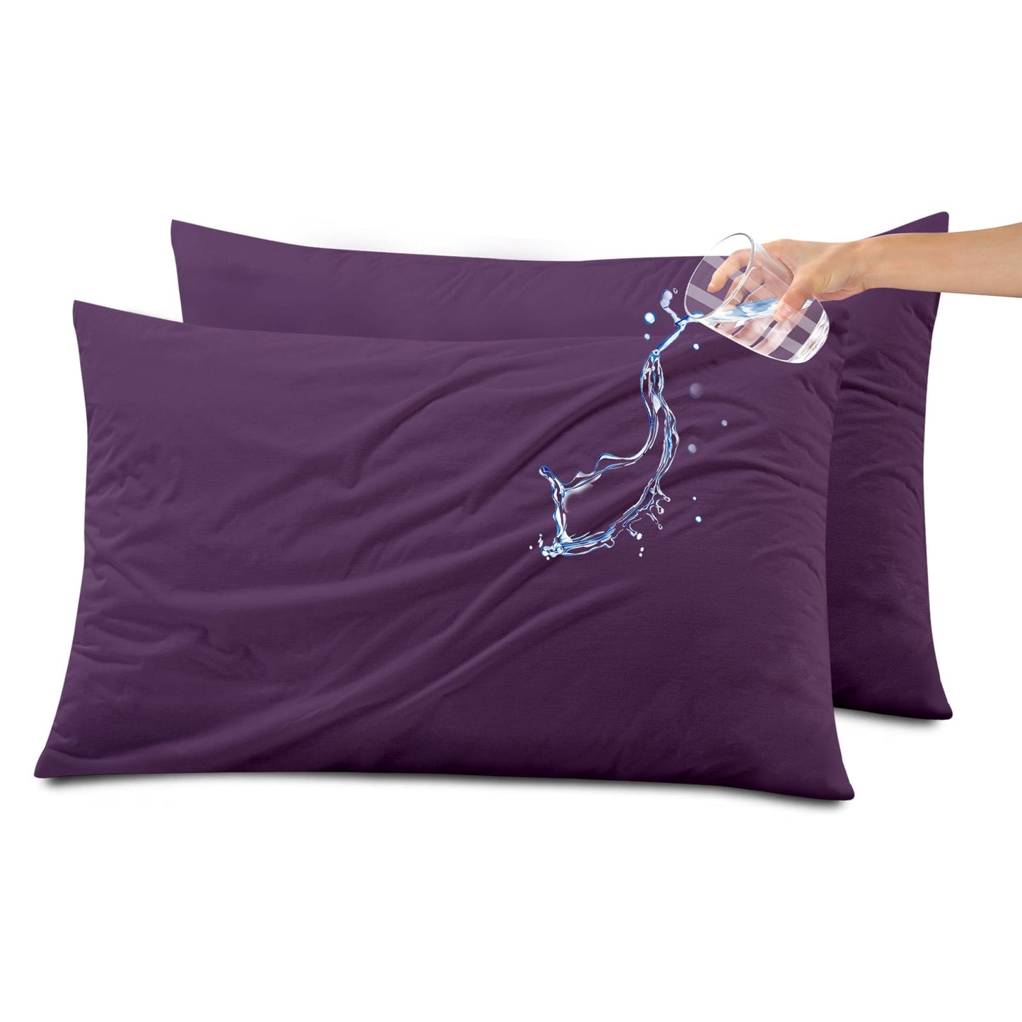 Kingrest Waterproof Pillow Protectors with Zipper - King Size Cooling Bamboo Rayon Pillow Case Cover, Bed Bug Pillow Cover, Zippered Plastic Pillowcase (2 Packs, King 20x36)