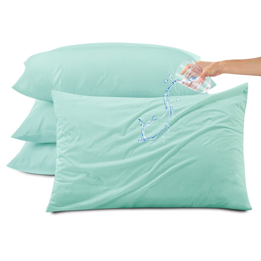 Kingrest Waterproof Pillow Protectors with Zipper - King Size Cooling Bamboo Rayon Pillow Case Cover, Bed Bug Pillow Cover, Zippered Plastic Pillowcase (4 Packs, King 20x36)