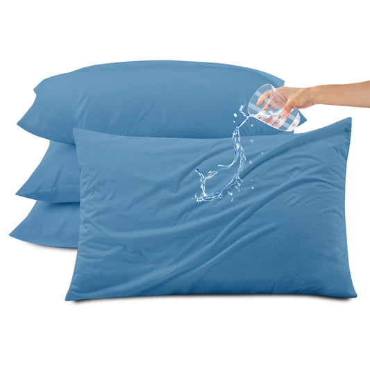 Kingrest Waterproof Pillow Protectors with Zipper - King Size Cooling Bamboo Rayon Pillow Case Cover, Bed Bug Pillow Cover, Zippered Plastic Pillowcase (4 Packs, King 20x36)