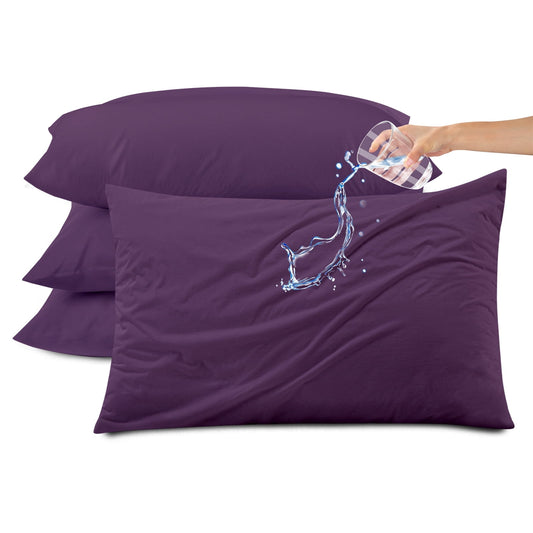 Kingrest Waterproof Pillow Protectors with Zipper - King Size Cooling Bamboo Rayon Pillow Case Cover, Bed Bug Pillow Cover, Zippered Plastic Pillowcase (4 Packs, King 20x36)
