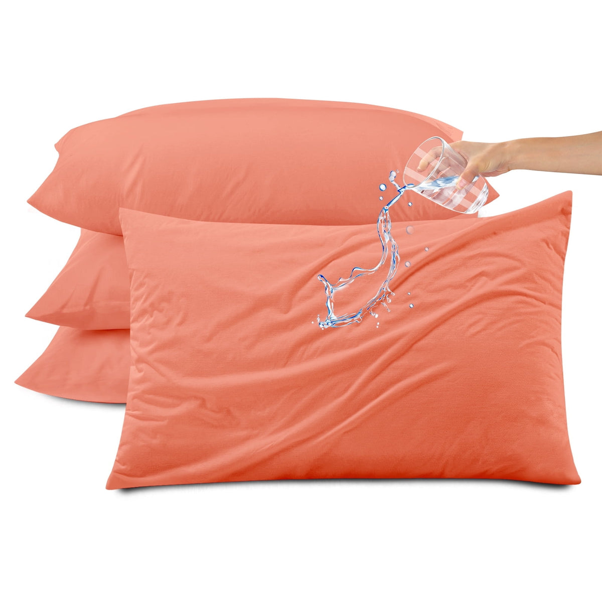 Kingrest Waterproof Pillow Protectors with Zipper - King Size Cooling Bamboo Rayon Pillow Case Cover, Bed Bug Pillow Cover, Zippered Plastic Pillowcase (4 Packs, King 20x36)